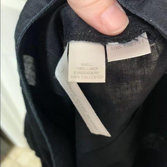 Ann Taylor Linen A-Line pleated Skirt Black with White Embroidery Detail Size 4 - Picture 6 of 9